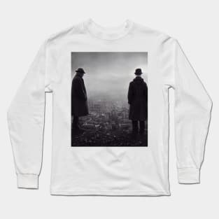 2 man on destroyed city , Man behind the war , War profiteers Ukraine 3d illustrated Long Sleeve T-Shirt